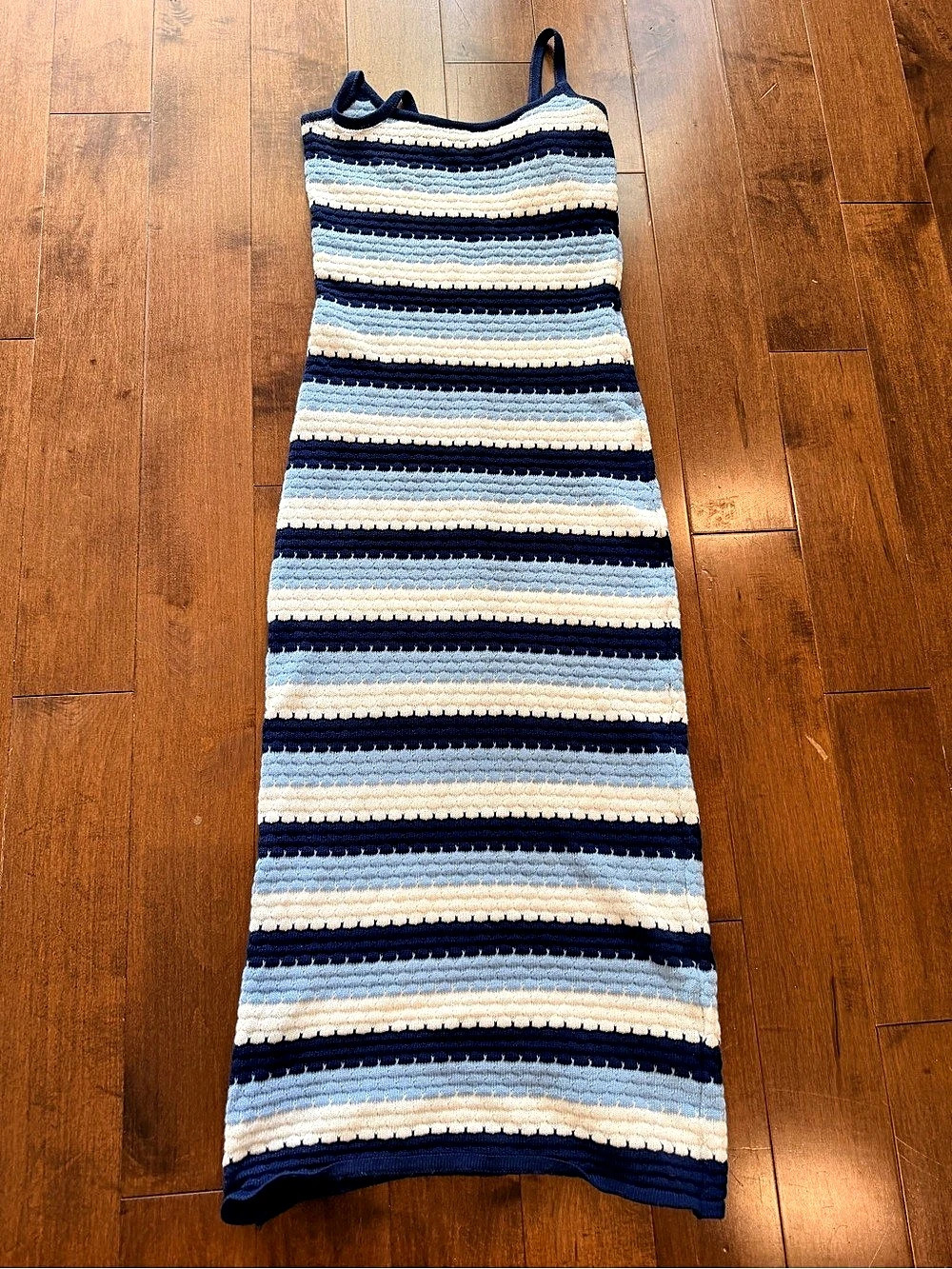 Striped Maxi Dress in Blue & Cream Like New